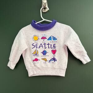 VTG 90s Toddler Mockneck Seattle WA Tourist Sweatshirt 2T Purple VGUC